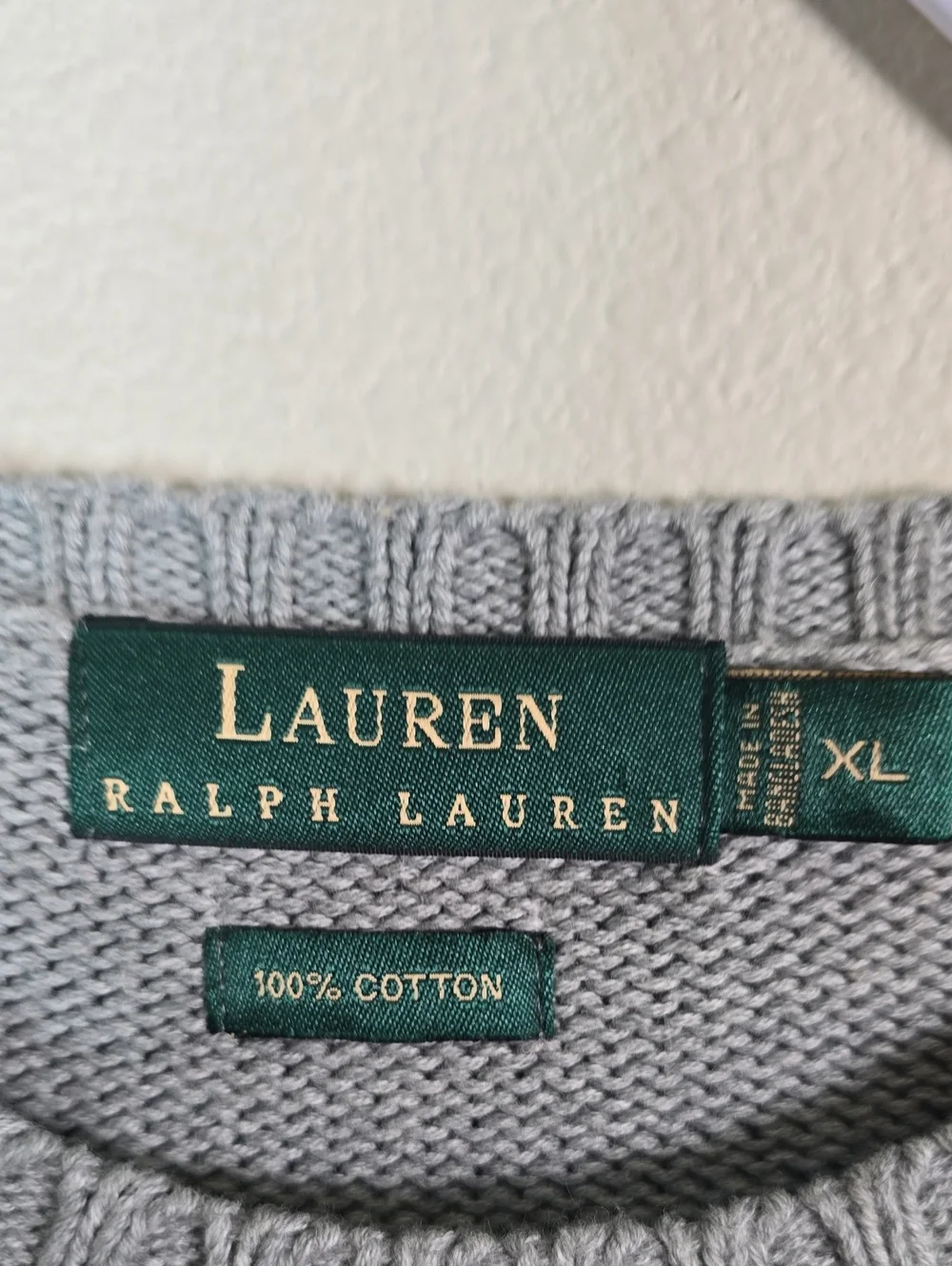 Lauren Ralph  Lauren Mens Knit  Light Gray Crewneck Sweater Size  XL